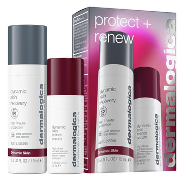 Dermalogica Protect + Renew β Face Moisturizer With Spf And Retinol Serum Duo Set, Travel Skincare Set