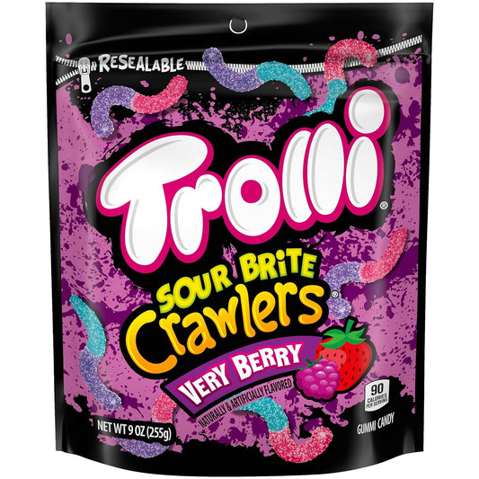 Trolli Sour Brite Crawlers Gummy Candy, Very Berry, 9 Ounce Bags (Pack Of 6)