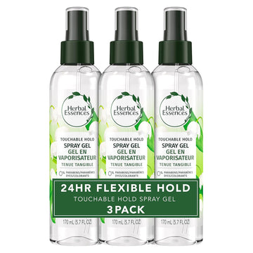 Herbal Essences Hair Spray Gel For Curly Hair, Styling Gel For Women, Touchable Hold, 5.7 Fl Oz (Pack Of 3)