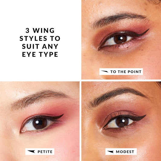 The Quick Flick Winged Eyeliner Stamp - Waterproof & Smudge Proof Vegan Cat Eye - 4Mm Thick Wing & 10Mm To The Point Felt-Tip Hypoallergenic Pen (Hot Fudge-2 Pen)