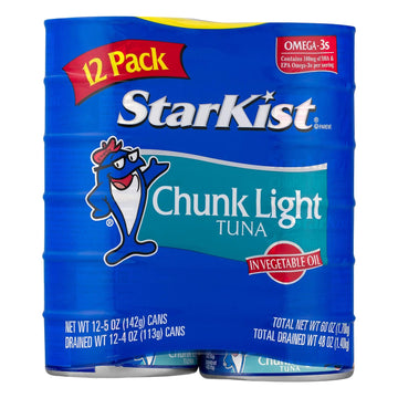 Starkist Chunk Light Tuna In Oil, 5 Oz, Pack Of 12