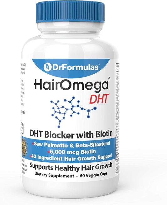 Drformulas Hairomega Dht Blocker Biotin 5000 Mcg Vitamins For Hair Growth Supplement | Hair Loss Pills For Women And Men, 30 Day Supply