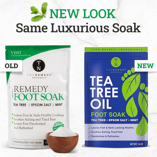 Tea Tree Oil Foot Soak With Epsom Salt & Mint, Feet Soak Helps Stubborn Foot Odor - Foot Bath Salt Softens Calluses & Soothes Sore Tired Feet, 14 Ounce