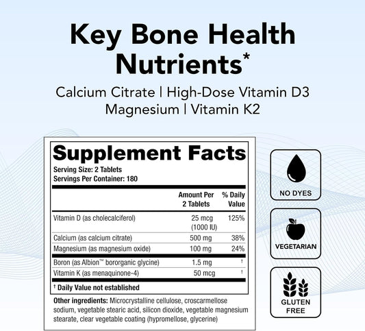 Theralogix Theracal D2000 - Bone Health Support Supplement With Calcium, Magnesium, Vitamin D3, Vitamin K2 & Boron* - 90-Day Supply - Nsf Certified - 360 Tablets