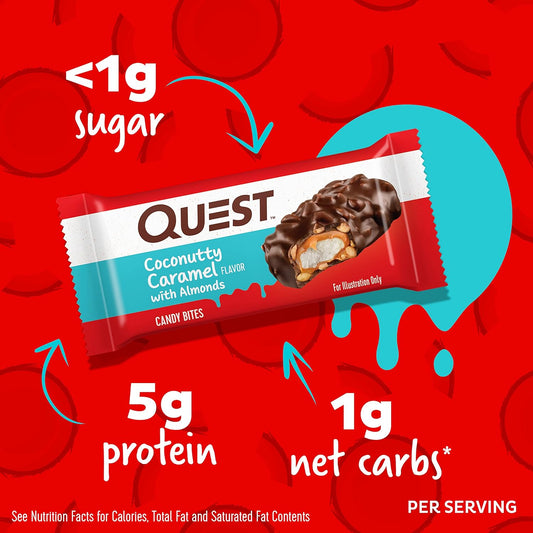 Quest Nutrition Coconutty Caramel Candy Bites, 1G Net Carbs, Less Than 1G Of Sugar, Gluten Free, 8 Count (Pack Of 3)