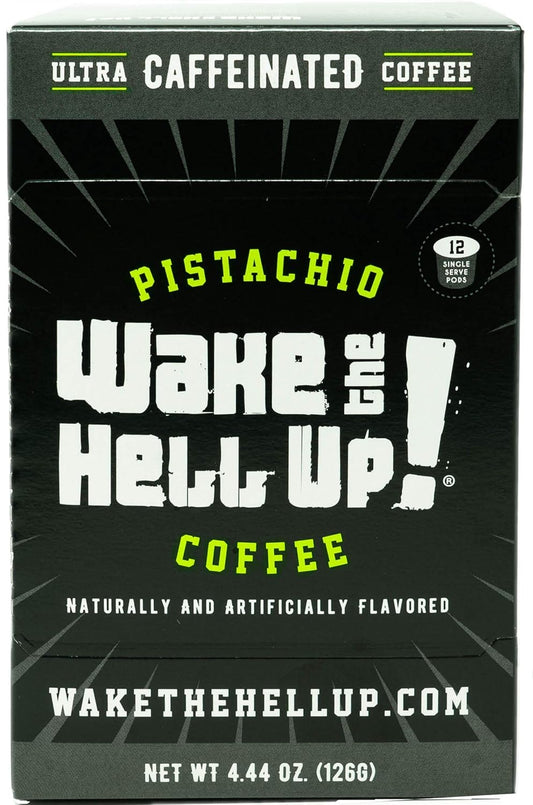 Wake The Hell Up!® Pistachio Flavored Single Serve Coffee Pods | 12 Count, 2.0 Compatible Pods