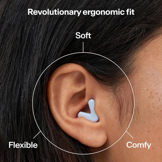 Alpine Silence Ear Plugs For Sleep, Focus & Travel - Comfortable, Travel Essential, Noise Cancelling, V-Shape Snug Fit & Soft Oval Tips, 4 Sizes Xs/S/M/L, Reusable - Blue