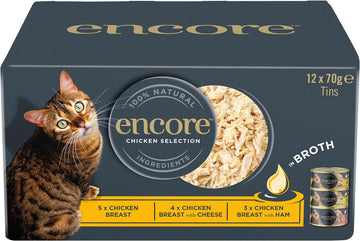 Encore 100% Natural Wet Cat Food, Multipack Chicken Selection In Broth (Pack Of 12 X 70G Tins)Enc1103-1En