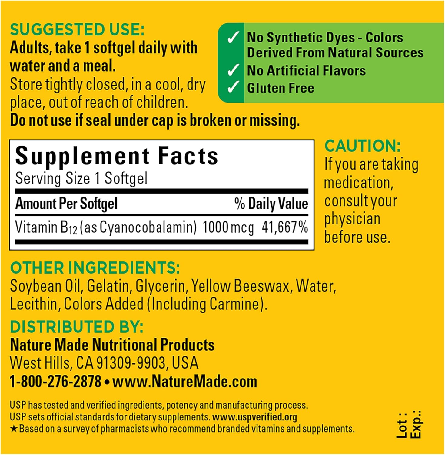 Nature Made Vitamin B12 1000 Mcg, Dietary Supplement For Energy Metabolism Support, 90 Softgels, 90 Day Supply : Health & Household