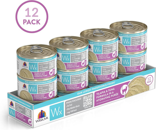 Weruva Wx Phos Focused, Tilapia & Tuna Formula In A Hydrating PurƩe, 3Oz Can (Pack Of 12)