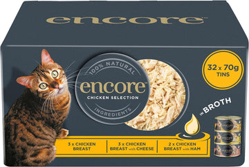 Encore 100% Natural Wet Cat Food Multipack Chicken Selection In Broth (Pack Of 32 X 70G Tins)Enc1101-1En