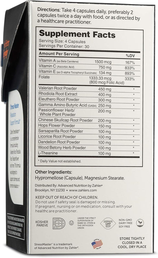 Zahler Stressmaster, Relaxation Support Supplement, Promotes Natural C