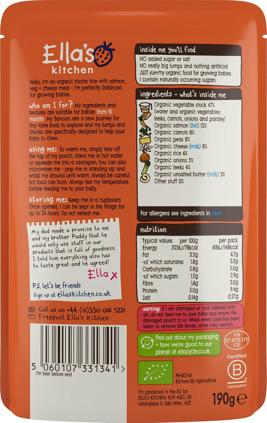 Ella'S Kitchen Stage 3 From 10 Months Organic Salmon Risotto 190 G (Pack Of 7)
