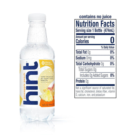 Hint Flavored Bottled Water, Pineapple Peach - Purified Water Beverages With Zero Calories, Natural Flavors, And Sugar Free - 16 Fl Oz (Pack Of 12)