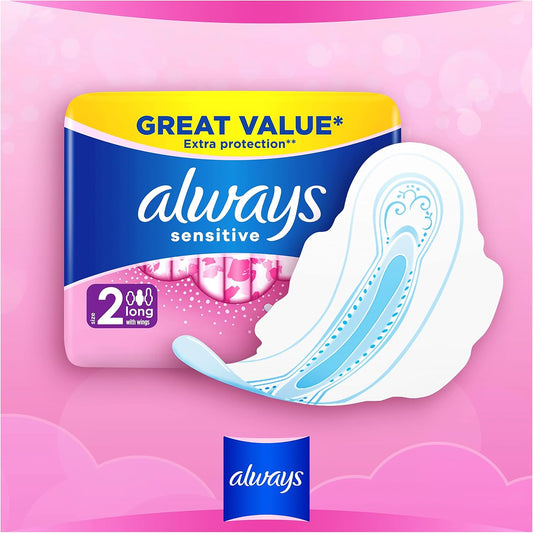 Always Sensitive Pads With Wings Ultra Long 12 Pads, Size 2 (12 Count)