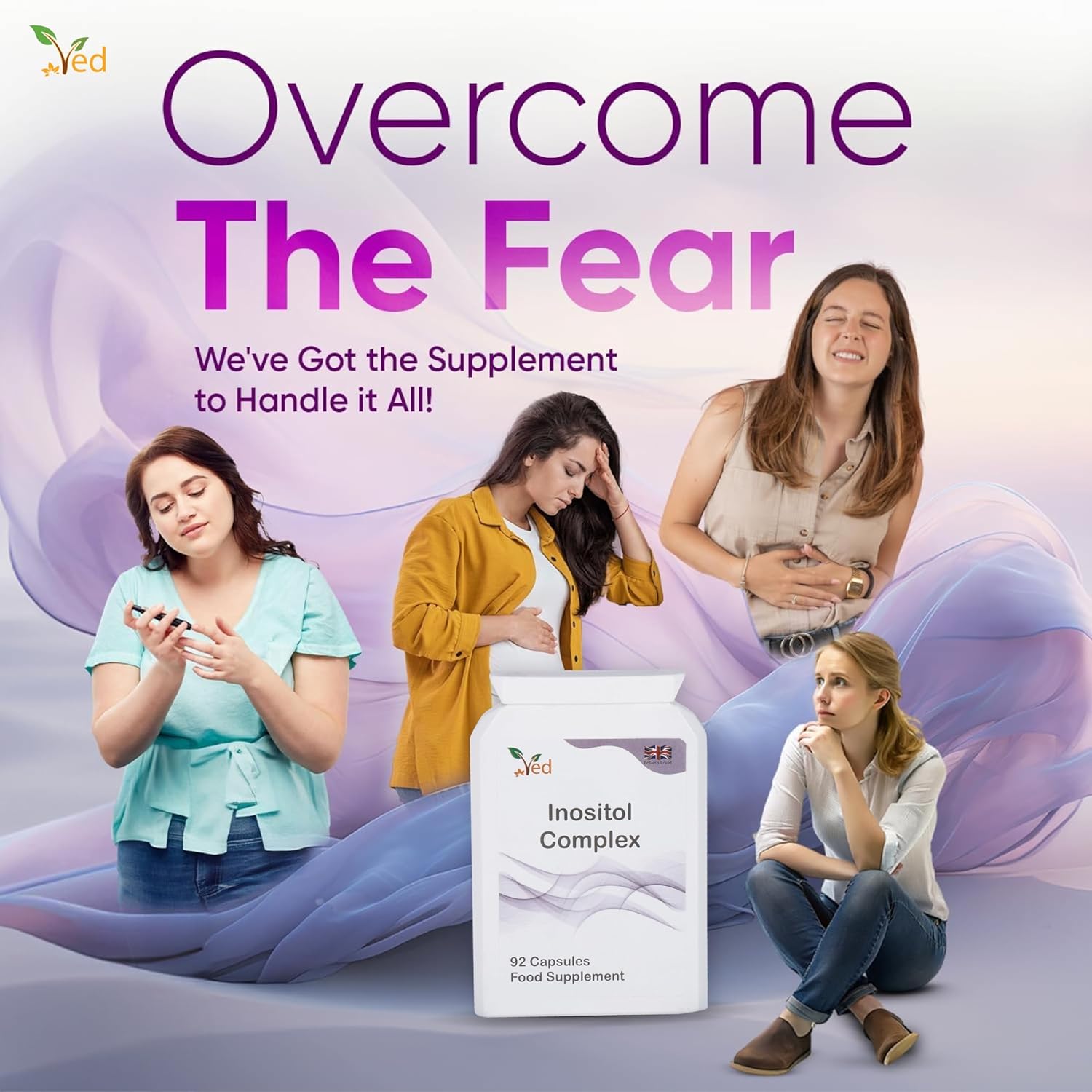 Ved Inositol Complex, Myo- Inositol 2000 mg & D Chiro-Inositol 300 mg, Folate 400 mcg & Chromium 100 mcg, 92 Vegan Capsule (23 Days Supply) : Amazon.co.uk: Health & Personal Care