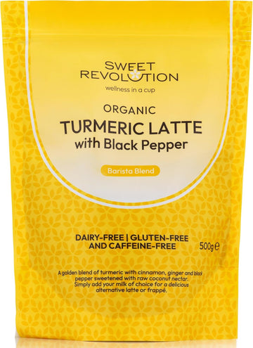 Sweet Revolution Organic Turmeric Latte With Black Pepper Barista Blend (1 X 500G) Catering Pack. Gluten Free, Dairy Free, Refined Sugar-Free