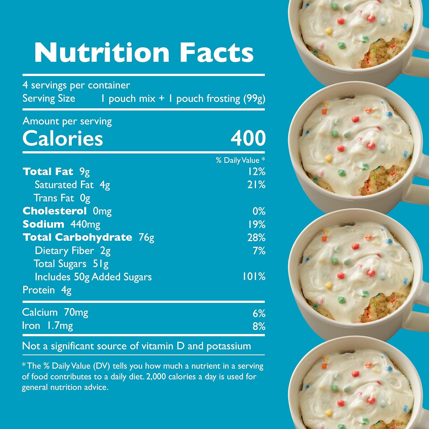 Betty Crocker Mug Treats Rainbow Chip Cake Mix with Frosting, 4 Servings, 13.9 oz. : Everything Else