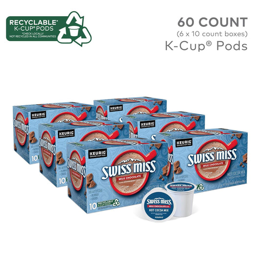 Swiss Miss Milk Chocolate Hot Cocoa, Keurig Single-Serve K-Cup Pods, 60 Count (6 Packs Of 10)