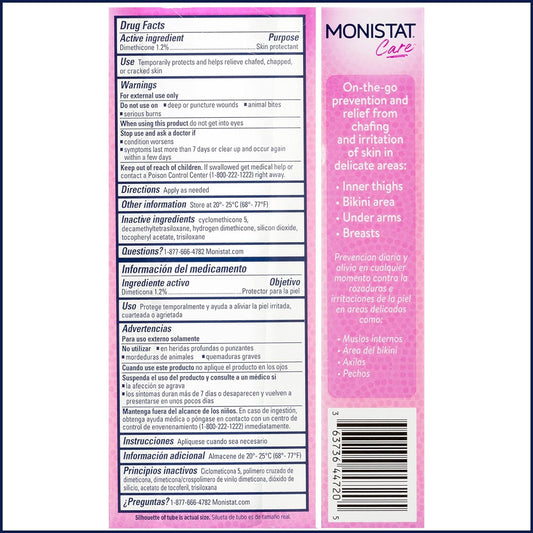 Monistat Chafing Relief Powder Gel, Anti-Chafe Protection, Fragrance Free Chafing Gel, 1.5 Oz, 4 Pack
