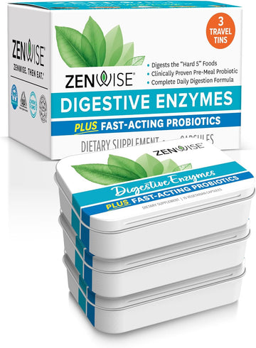 Zenwise Health Digestive Enzymes And Bromelain For Gut Health - Probiotic Multi Enzymes With Prebiotics And Probiotics For Women And Men For Digestive Health And Bloating Relief For Digestion -45 Ct