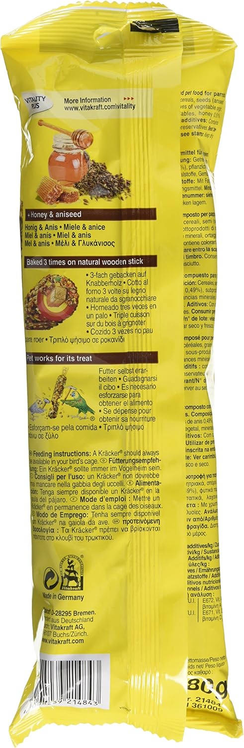 Vitakraft Kracker Parrot Bird Food Honey-Anise, Pack Of 5B-08200