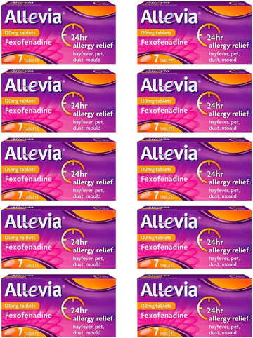 Allevia Allergy Tablets | 70 Tablets | 120Mg Fexofenadine | 24Hr Relief Acts Within 1 Hour | Non-Drowsy In Most People | Relieves Hayfever, Pet, Dust And Mould Allergies