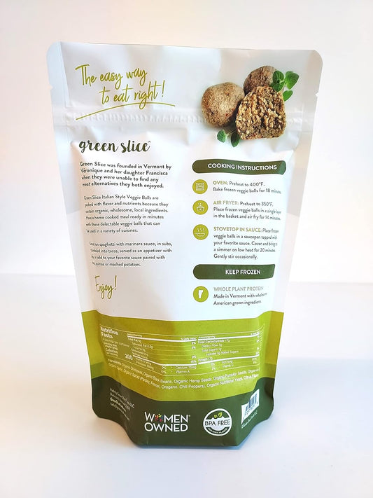 Green Slice Italian Style Veggie Balls 6/12 Oz Bags | Wholesome Gluten-Free Plant-Based Meatballs | Vegan, Allergen-Free, Made In Vermont