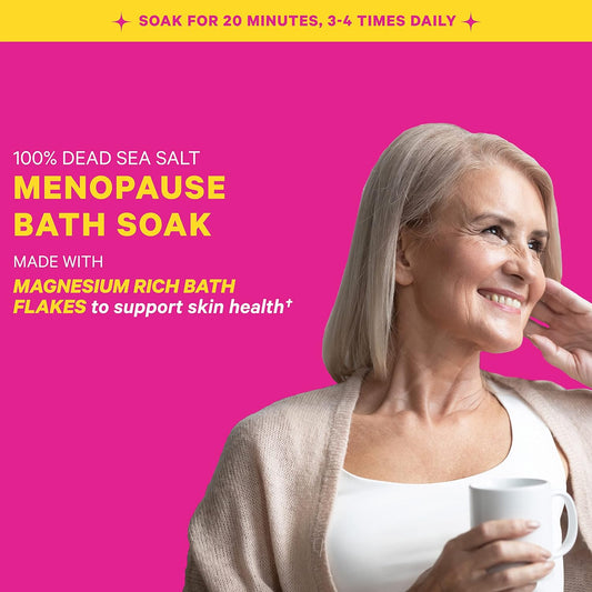 Pink Stork Menopause Flakes: Relaxing Lavender Scented Bath Salts For Women, Pure Magnesium From The Dead Sea, Supports Hormone Balance, Women-Owned, 2 Lbs