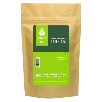 Elevate Tea Chinese Gunpowder Tea, Loose Leaf Green Tea, Medium Caffeine, 3 Oz Pouch - 30 Cups, Hot & Iced Tea, No Artificials