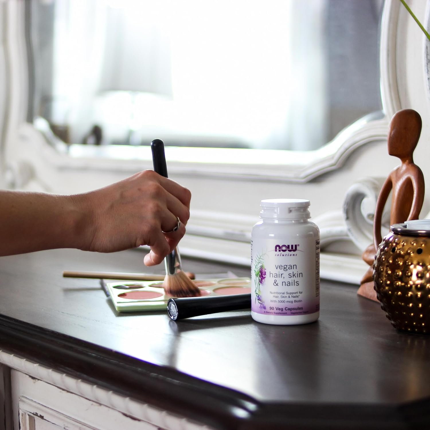 NOW Solutions, Vegan Hair, Skin & Nails, Nutritional Support with 5,000 mcg Biotin, 90 Veg Capsules : Health & Household