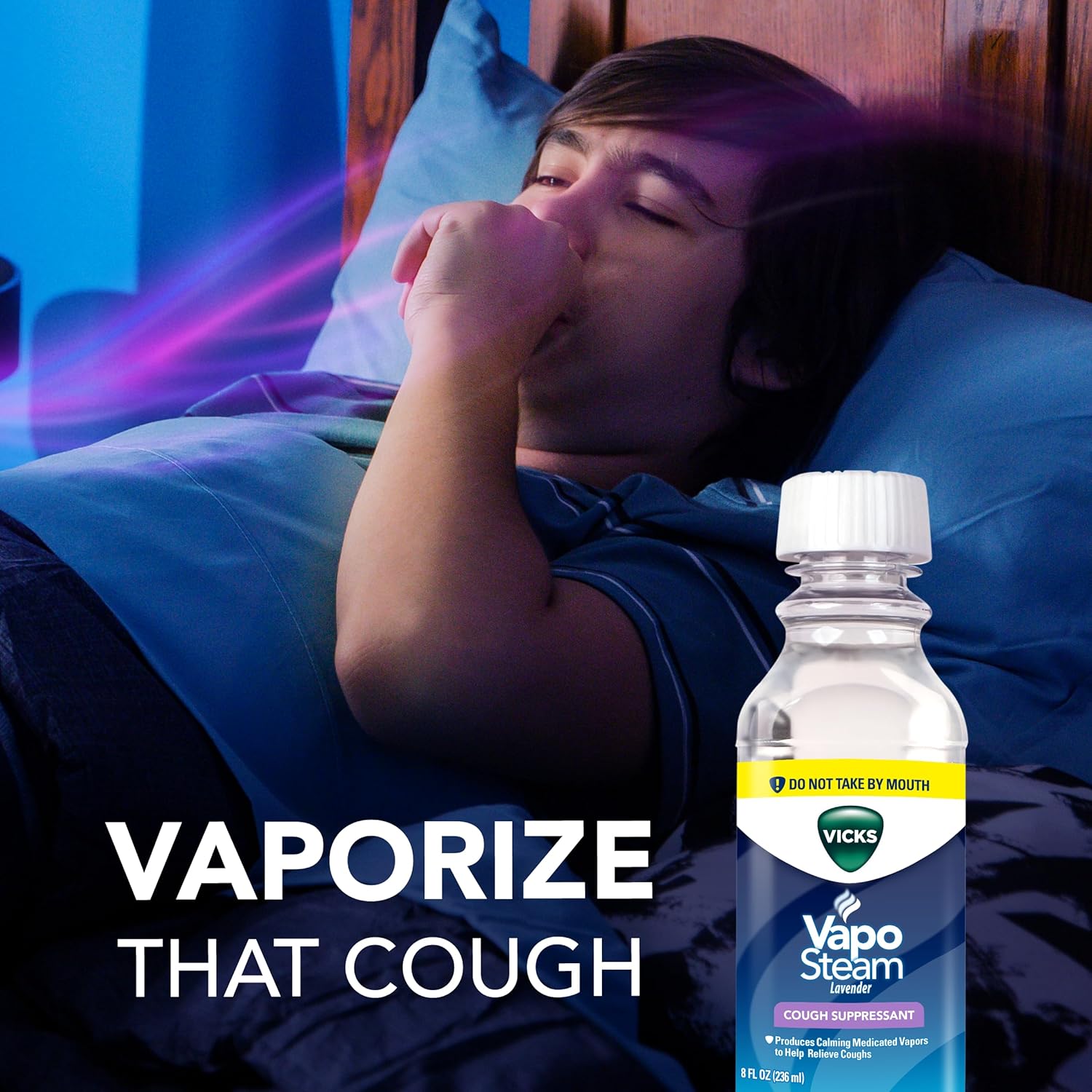 Vicks Vaposteam Lavender - Medicated Liquid With Camphor, Cough Suppressant - Helps With Cough Relief, Relaxation, And Comfortable Sleep, Use In Vaporizers And Humidifiers, 8 Oz