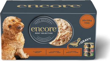 Encore 100% Natural Wet Dog Food, Multipack Meat Selection In Gravy 156 G Tin, Pack Of 20Enc3420-1En