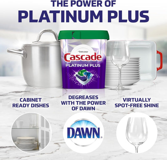 Cascade Platinum Plus Actionpacs Dishwasher Detergent Pods, Dishwasher Soap, Mountain, 52 Count