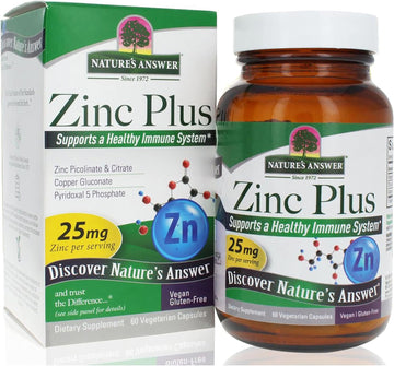 Zinc Plus + Zinc Vitamins For Adults - 25Mg Of Immune Support With B6 60 Veg Capsules - Vegan, Gluten Free, Cruelty Free Zinc Piclonate | Immune Support