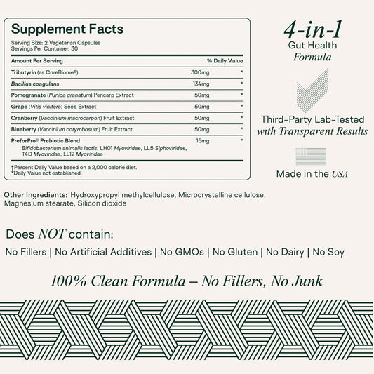 Adapt Naturals 4-In-1 Biome Protect Prebiotics, Probiotics Supplement Postbiotics & Polyphenols For Microbiome, Gut Health & Defense For Women & Men, 60 Day Supply