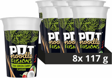 Pot Noodle Fusions Thai Green Curry Instant Snack Vegan Quick To Make Snack Pot 8X 117 G