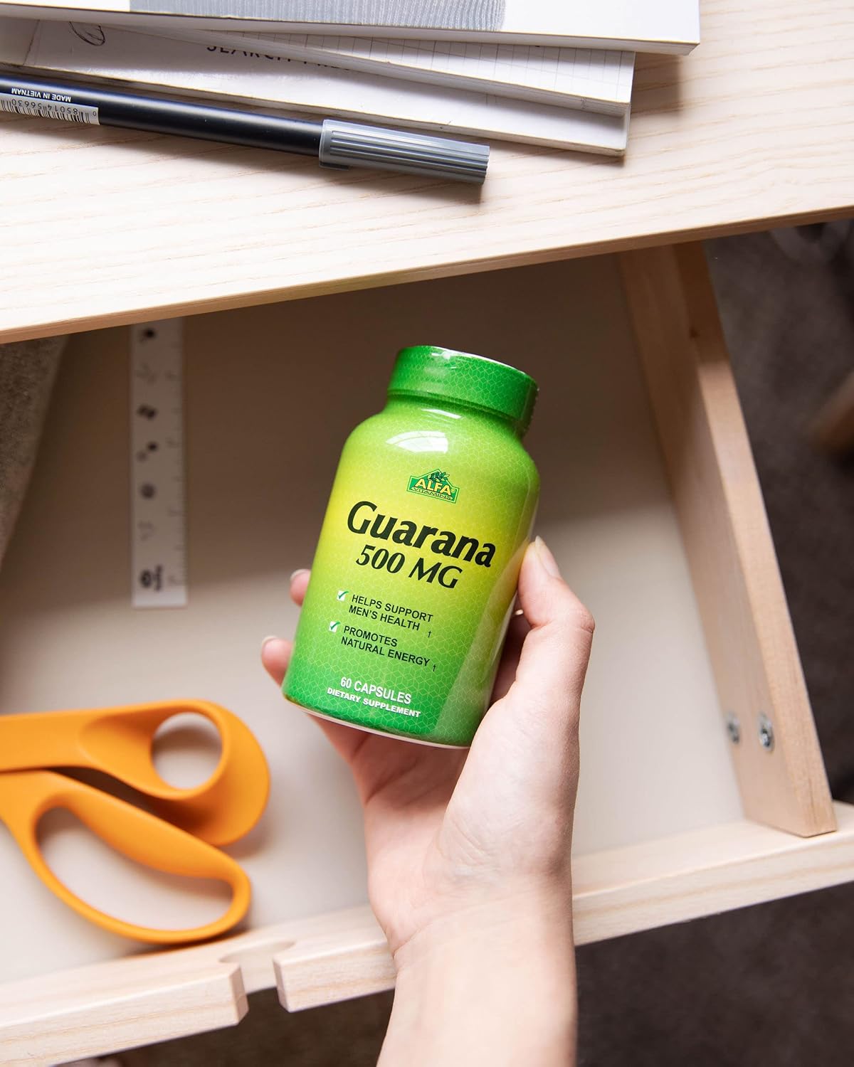 ALFA VITAMINS Guarana 500 MG Natural Herbal Caffeine Energizer Supplement - 60 Capsules : Health & Household