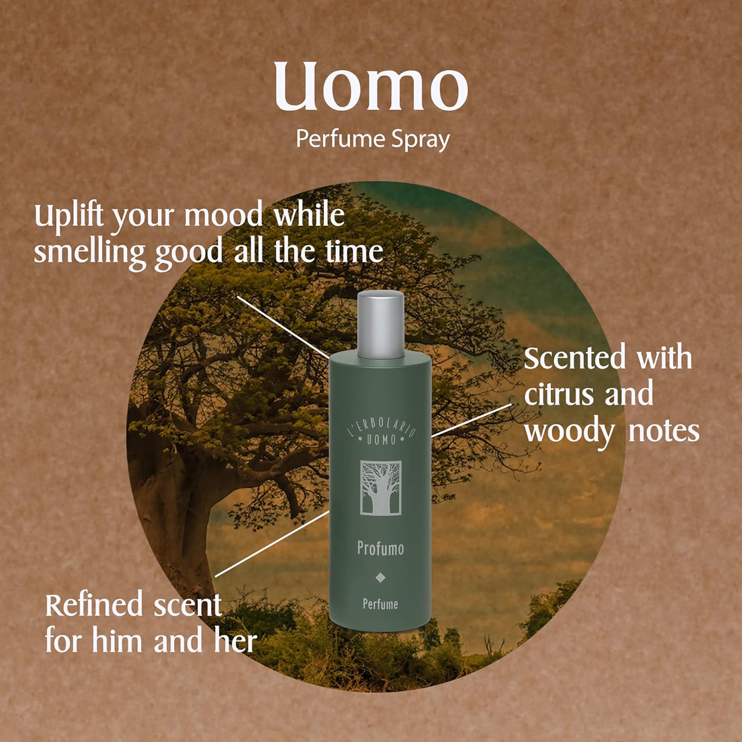 L'Erbolario Baobab - Toning And Refreshing - Starts With Citrusy And Invigorating Head Notes - Distinctive And Woody End Note - Masculine Fragrance - Dermatologically Tested - 3.3 Oz Edp Spray : Beauty & Personal Care