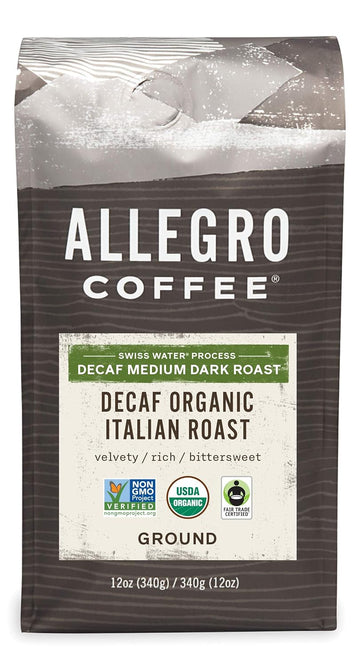 Allegro Coffee Decaf Organic Italian Roast Ground Coffee, 12 Ounce (Pack Of 1)