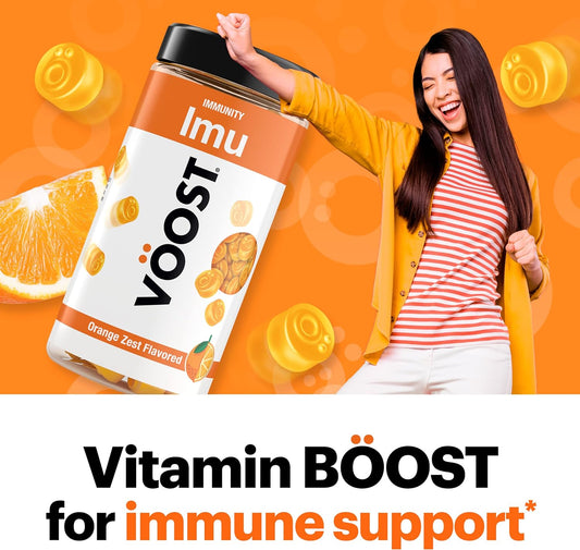 Voost, Immunity Gummies, Vitamin C Supplement With Zinc, Acerola & Echinacea, Supports A Healthy Immune System*, Adult Chewable Vitamin, Orange Zest Flavored, 30 Day Supply - 90 Count