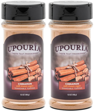 Upouria Cinnamon With Brown Sugar Shakeable Hot Cocoa And Coffee Topping 5.5 Ounce (Pack Of 2)