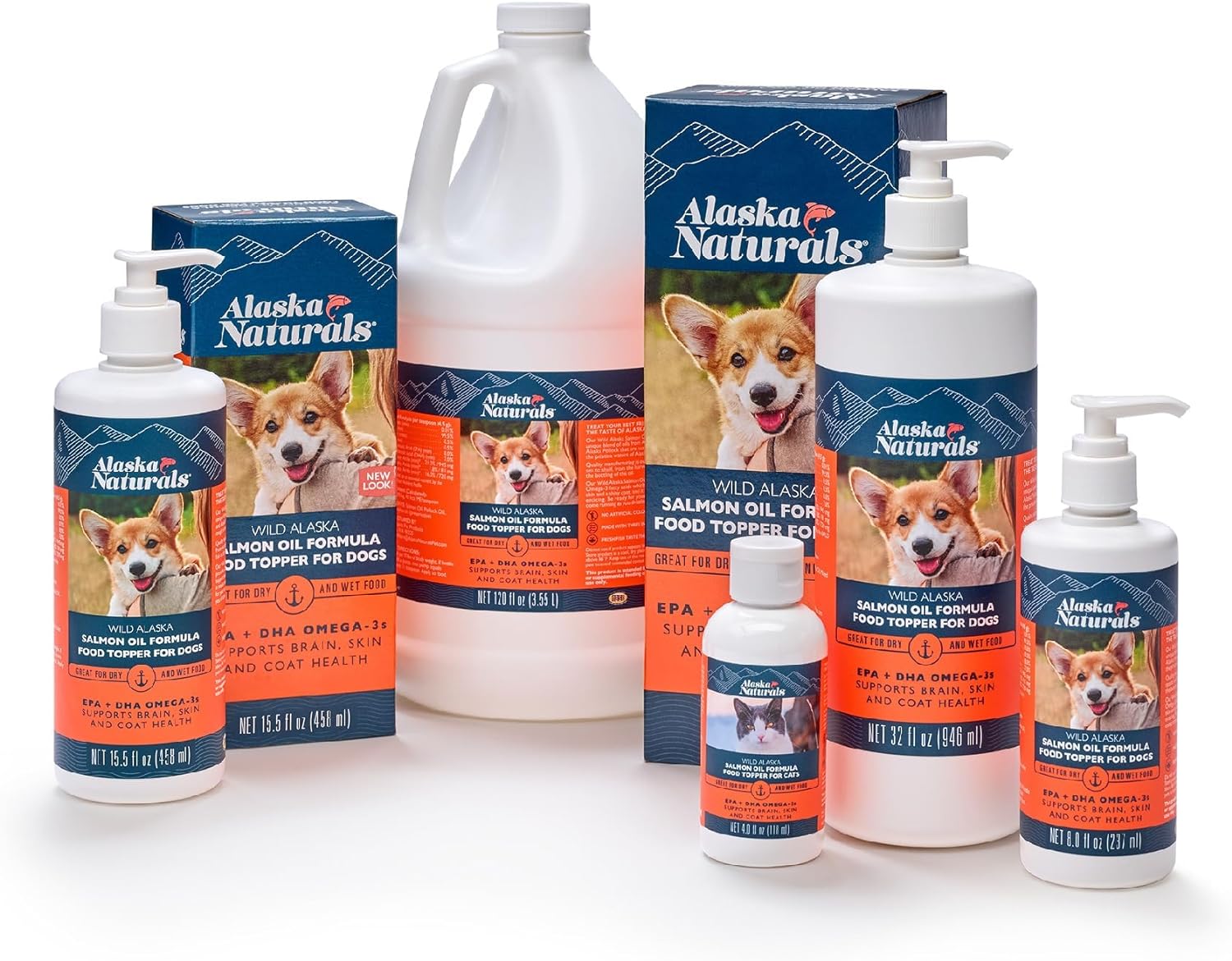 Alaska Naturals – Wild Alaska Salmon Oil Formula Dog Food Topper – EPA and DHA Omega-3 - Supplement for Healthy Skin, Shiny Coat – Made in The USA – 8 oz. Pump Bottle : Pet Supplies