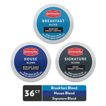 Community Coffee Special Blends Variety Pack 36 Count Coffee Pods, Medium Dark Roast, Compatible With Keurig 2.0 K-Cup Brewers