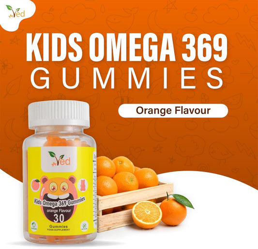 Omega 3 6 9 Gummies Kids,15 Day Supply, Natural Orange Flavour, 30 Chewable Vegan Gummies, Vegetarian Friendly, Energy & Immune System, Kids Omega 3 6 9 Gummies, Gmo & Gluten Free