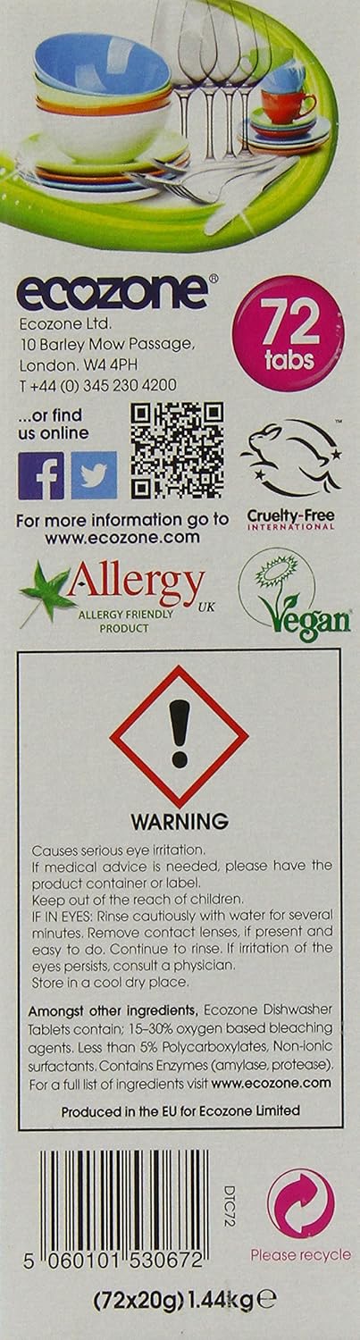 Ecozone | Dishwasher Tablets Classic 72 | 6 X 72 Tablets