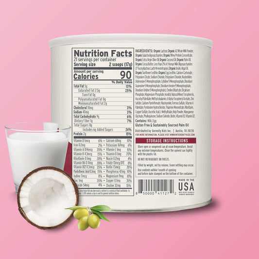 Serenity Kids Toddler Formula Powder Drink Made with Grass Fed Organic A2 Whole Milk | Easy to Digest, Clean Ingredients | Clean Label Project Purity Award Certified | 12.7 oz Can | 1 Count