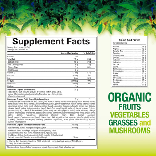 Whole Earth & Sea From Natural Factors, Organic Fermented Protein & Greens, Vegan Whole Food Supplement, Chocolate, 1Lb 9 Oz