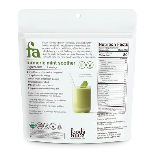 Foods Alive | Organic Hulled Hemp Seeds | 8 Oz