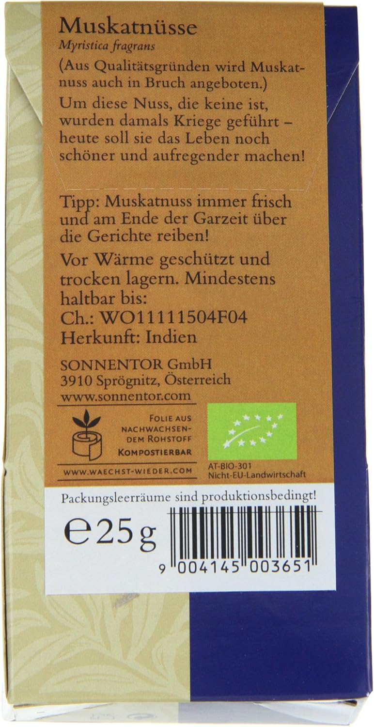 Sonnentor Nutmeg Whole Org 25 G
